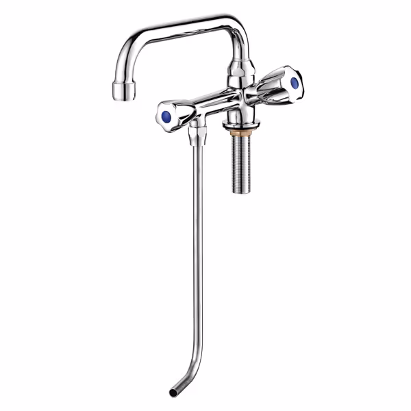 Enkel gat kraan - met tafelmodel, 1-gats monobloc, 2-knops, zwenkuitloop 360°, geschikt voor 1 spoelbak, max. werkblad 80mm, G3/8 - 460mm
