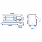 Cocktail voorbereidingstafel - 1600mm - 235L - 2 deuren, 2 lades & 230V stopcontact