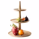 Açık Büfe Teşhir Standı - VALO - 3 katlı - Ahşap (Meşe) - Kahverengi - dairesel - 300x300x420mm - 3 kat ile