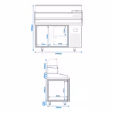 Chladicí stůl na pizzu Premium PLUS - 1490x700 mm - s 1 dveřmi a 2 zásuvkami - vč. chladicí vitríny - 6x GN 1/4