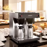 Filterkoffiemachine - 2x 2 liter - 2,8 kW - met 2 warmhoudplaten & oververhittingsbeveiliging & aan/uit‑schakelaar & eenvoudig te bedienen - incl. 2 thermokannen