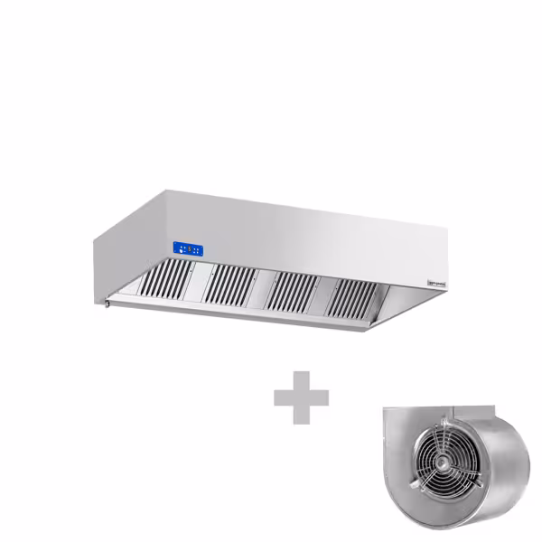 Afzuigkap doosmodel met ingebouwde motor - 2000mm - met toerentalregelaar, labyrintfilters & verlichting