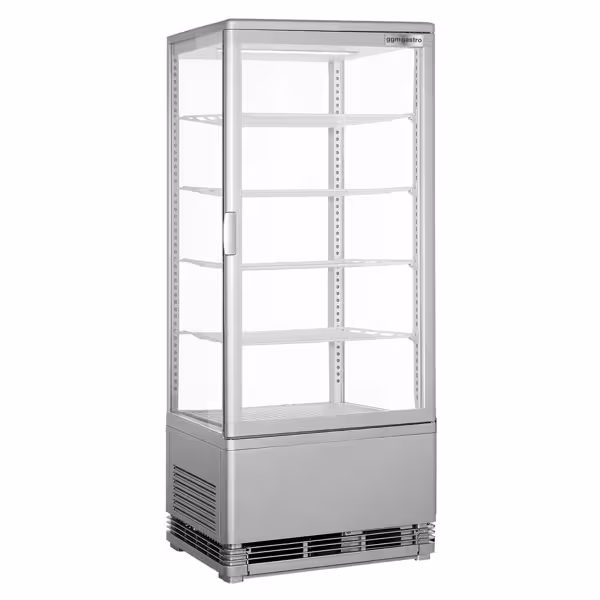 Vitrine Refrigerada de bancada - 98L - 428mm - Vidro duplo - com 5 prateleiras - 1 porta de vidro - Prata