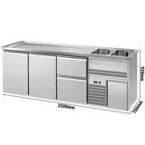 Banco Birra PREMIUM PLUS - 2500x700mm - 2 Porte & 2 Cassetti