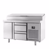 Table réfrigérée de préparation - 1468 x 600 mm - avec 1 porte et 2 tiroirs - avec superstructure en inox 8 x GN 1/4