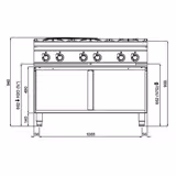 Commercial Gas Hob - with 6 Burners - 60 kW - High‑Performance