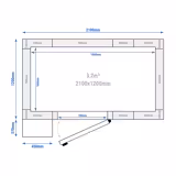 Chambre de congélation en inox – 2100 × 1200 mm – 3,16 m³ – avec groupe de congélation et rideaux à lamelles inclus