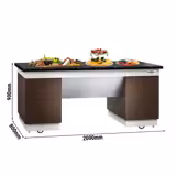 Neutraal element DUBLIN - 2000x1000x(H)900mm - zwart granieten werkblad | verrijdbaar met 4 zwenkwielen | 4 deuren met softclose - voor bakwand - incl. wielstel (4 zwenkwielen)