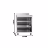 Bar-Arbeitstisch - Edelstahl - 800x600mm - mit 4 Ablagen