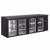 ECO bar & drink counter - 2542mm - 4 uși din sticlă fără ramă - negru