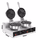 Commercial Waffle Maker - Double - Manual - 2.6kW - Shape: Hearts - Ø 180mm - plates with Teflon coating