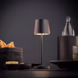 (4 pcs) LED Table Lamp - MERLE MINI - Rechargeable - Cordless - 3-step dimmable - Ø90mm - Black - with Charging Dock