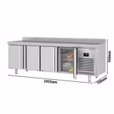 Stół mroźniczy Premium PLUS – 2452 x 700 mm – z 4 drzwiami – z panelem tylnym