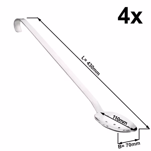 (4 Stück) Servierlöffel - Ø 70mm - Länge: 420mm - perforiert - Edelstahl