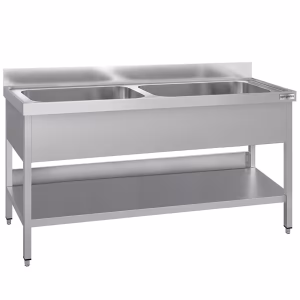 ECO pot washing table – 1800x600mm – with 2 basins