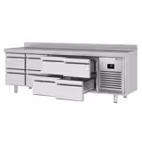 Commercial Counter Fridge PREMIUM PLUS - 2452x600mm - with 8 drawers [1/2] - with upstand - capacity 510 litres