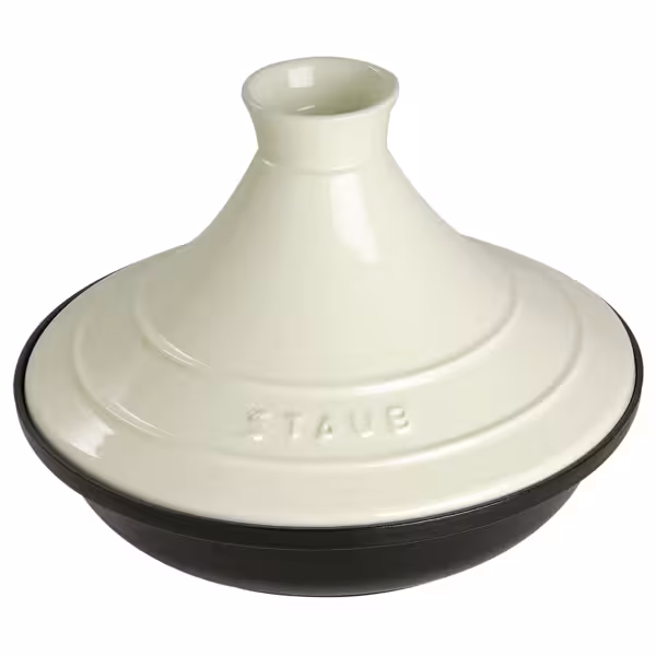 STAUB | Cast Iron Tajine – Ø 28 cm - Cream - Matte Black Interior, Oven to 260°C
