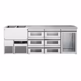 Direct Draw Beer Dispenser / Kegerator PREMIUM - 2500x700mm - Single Glass Door & 6 Drawers
