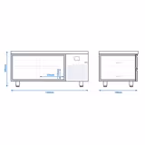 Mesa refrigerada baja PREMIUM - +2 a +8°C - 1400mm - 135L - 4 cajones - 4x GN 1/1