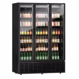 Hladnjak za pića - 1500 mm - 1500 l - s 3 staklena krilna vrata - crni