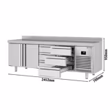 Koelwerkbank PREMIUM PLUS - 2452x700mm - met 2 deuren - met 6 lades - met opstand