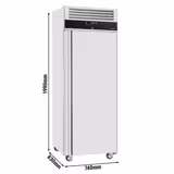 Fagyasztószekrény [Rozsdamentes acél] ECO - GN 2/1 - 440 l - akár −22…−15 °C - mit 1 ajtó - Umluftkühlung, automatikus leolvasztás, zárható ajtó, R290, 43 °C tropikalizált