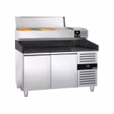 Pizzawerkbank PREMIUM - 1500x800mm - met granieten werkblad - met 2 deuren - incl. opzetkoelvitrine - 7x GN 1/4