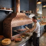 Commercial Copper-Clad Charcoal Grill – 1500 mm – Closed, Insulated, Filter System, 2 mm Cast-Iron