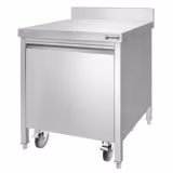 Cubo de basura - Bajo encimera - 50L - 700x970x700mm - con cierre suave, cubo interior extraíble, ruedas - con rollcontainer & con reborde - Acero inoxidable