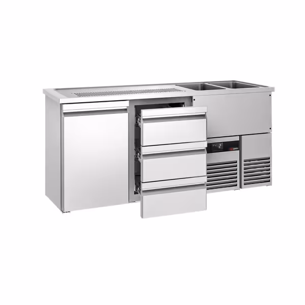 منضدة البار PREMIUM - 1950x700mm - 1 باب للعربات الحرارية & 3 أدراج
