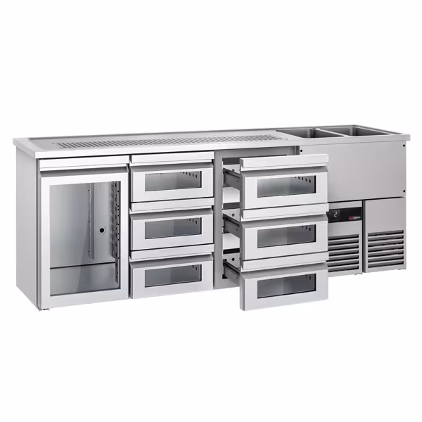 Bierkoeling PREMIUM - 2500x700mm - 1 glazen deur & 6 laden