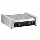Griglia per hot dog a rulli / Hot Dog Grill - con 11 rulli - professionale - da banco - doppia zona - acciaio inox