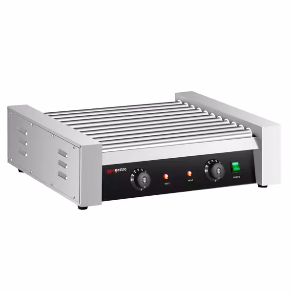 Griglia per hot dog a rulli / Hot Dog Grill - con 11 rulli - professionale - da banco - doppia zona - acciaio inox