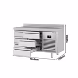 Tavolo refrigerato PREMIUM PLUS - 1468x700mm - Ventilata - 305 L - con 6 cassetti - Alzatina