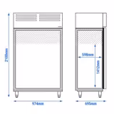 Soğutucu‑Dondurucu Kombi Dolap PREMIUM - GN 1/1 - 745L - 2 Kapı & LED Aydınlatma & Kilit - Monoblok Soğutma - Fanlı Soğutma - Otomatik Defrost - R290 Soğutucu Gaz