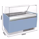 Vetrina Gelato LIAM - 1562mm - Refrigerazione statica - con Illuminazione LED & Sbrinamento automatico - per 13+13x Vasca da gelato da 5 Litri - Hellblau