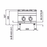 Gasfornuis tafelmodel - PAOLO 900 - 400x900x327mm - 20,0 kW - 2 pits