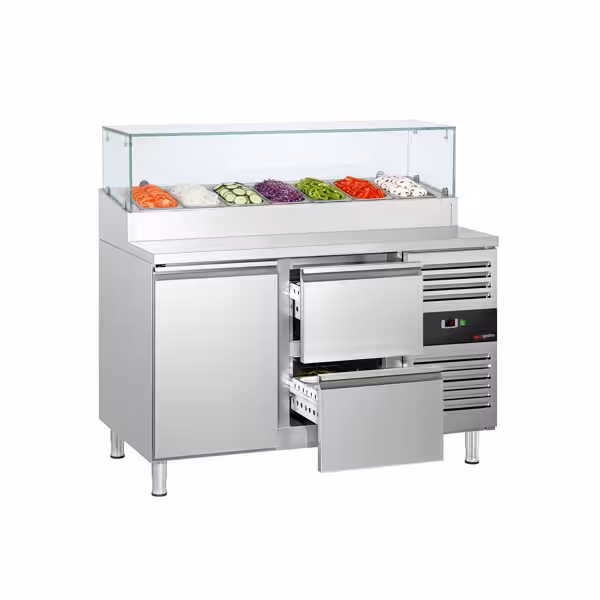 Saladette PREMIUM - 1360x700mm - 1 deur + 2 lades - voor 7x GN 1/3
