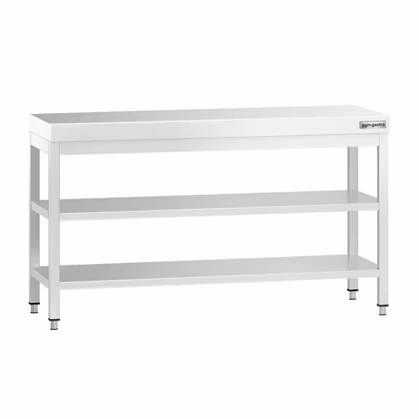 Radni stol od nehrđajućeg čelika PREMIUM - 1500x600 mm - Sa podnom pločom & međupločom