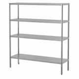 RVS stelling ECO - 1600x1800mm - Diepte: 500mm - met 4 legborden (in hoogte verstelbaar) - Draagvermogen per schap: 70kg