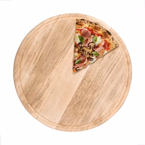 Düz Pizza Tabağı - Ahşap, Ø340mm, Oluklu/Kanallı Yüzey