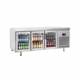Dranken koelwerkbank PREMIUM PLUS - 2185x800mm - 635 liter - 3 glazen deur(en) - dubbel glas