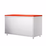 Edelstahl Arbeitsschrank PREMIUM - 1600x600mm - mit Schiebetür - inkl. Schneideplatte Rot