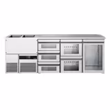 Juomakaappi PREMIUM - 2500x700 mm - 1 lasiovi & 5 vetolaatikot
