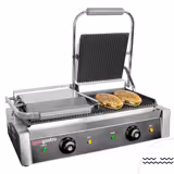 Presse à Panini / Gril de contact - 4,4kW -  Plaques rainurées - Surface de cuisson : 475x230mm