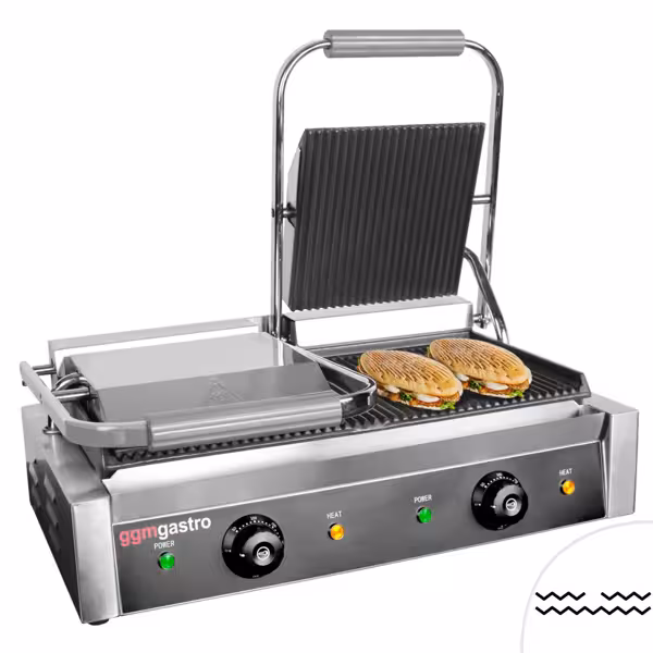 Contactgrill - 4400W - platen: boven & onder geribbeld - Grilloppervlak: 475x230mm