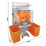 Automatisk apelsinpress - 120 W - med automatisk fruktmatning, 20 apelsiner/min & Ø 40–80 mm - rostfritt stål