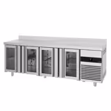 Commercial Counter Fridge PREMIUM - 2330x700mm - glass doors - with upstand