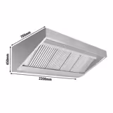 Wandafzuigkap RVS - 700mm diep - 2000mm - zonder motor - met 4 labyrintfilters en verlichting