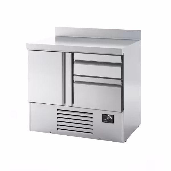 Mesa refrigerada - mostrador nevera PREMIUM PLUS - 980x700mm - con 1 puerta y con 2 cajones